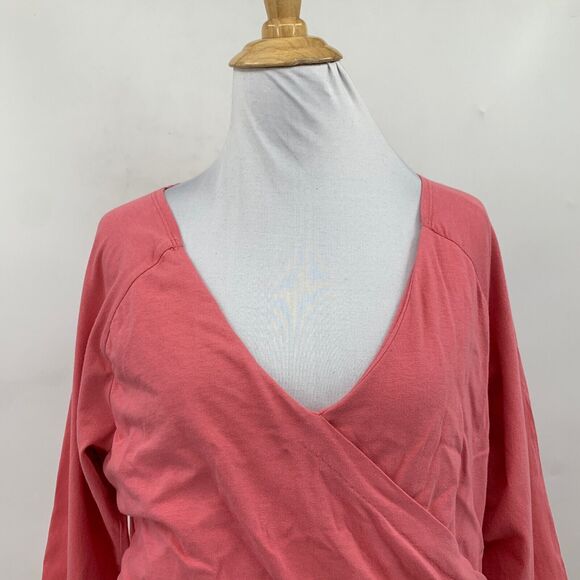 Sundance Top Women XL Extra Large Melon Vanessa Faux Wrap Ruched Bracelet Sleeve - Picture 3 of 9